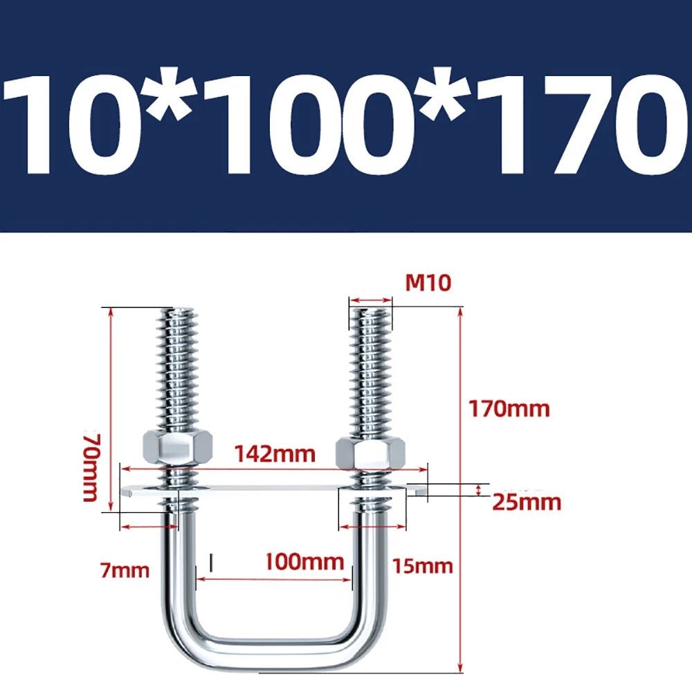 Square U - Bolts with Plate and Nuts – M6 M8 M10 M12 Zinc Plated, Trailer & Pipe Clamp Fasteners - HomeDIYer