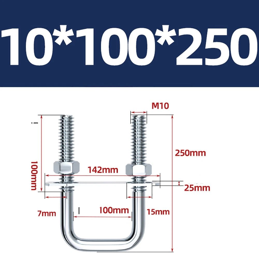 Square U - Bolts with Plate and Nuts – M6 M8 M10 M12 Zinc Plated, Trailer & Pipe Clamp Fasteners - HomeDIYer
