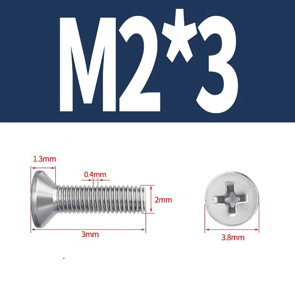 M2–M8 A4 Stainless Steel Phillips Countersunk Screws – Marine Grade, DIN 965, Fully Threaded (3–100mm)