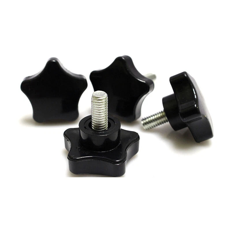Plastic Black Thumb Screw M5 M6 Male Thread Pentagram Star Knob Grip Hand Screws