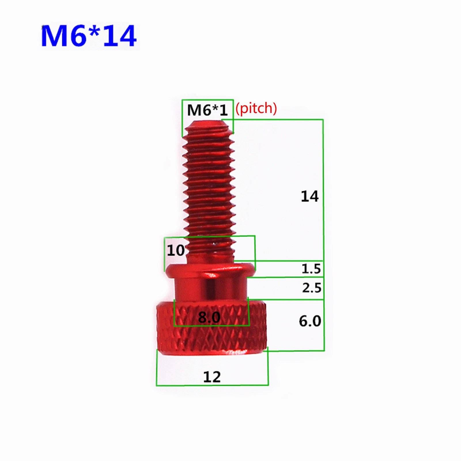 M6 Knurled Thumb Screws Aluminum Alloy Round high Step Hand Grip Knob Bolts
