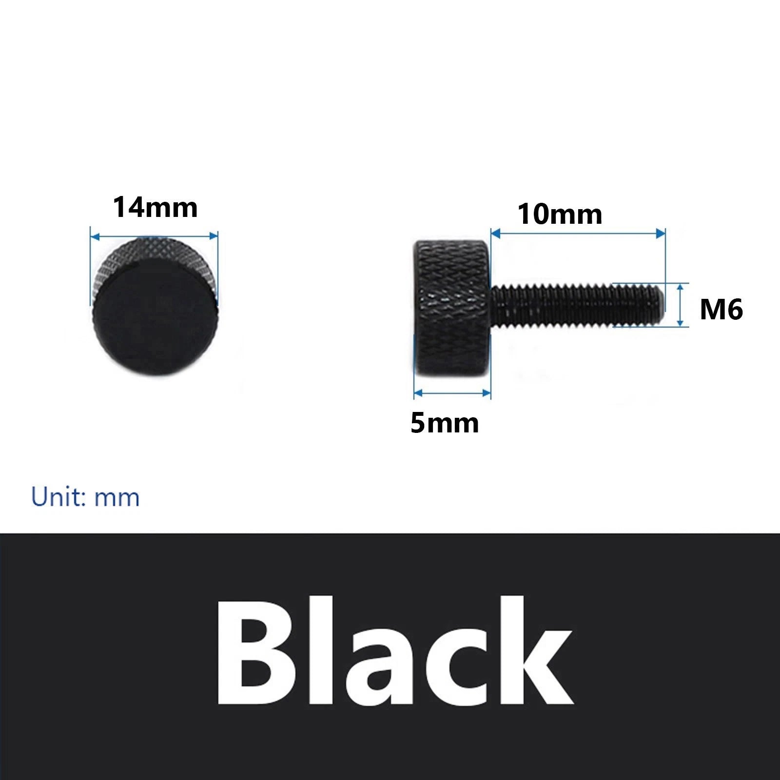 Knurled Thumb Screws M6 x 10mm Aluminum Alloy DIY Hand Tighten Grip Knob Bolts
