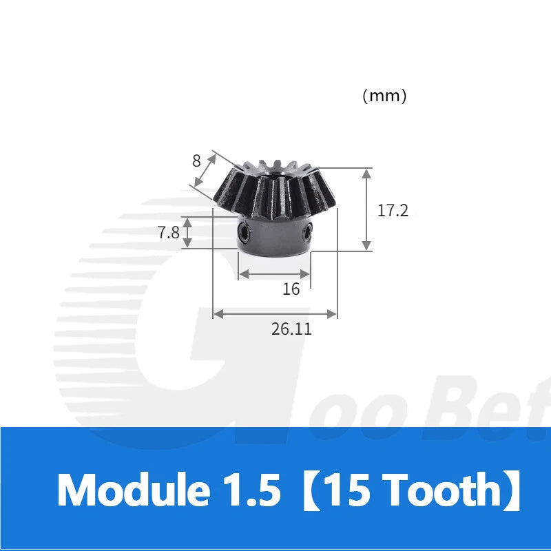 Module 1.5 Bevel Gear C45 Steel 1:2 Ratio 15 18 20 30 36 40 Tooth 90° Hard Black