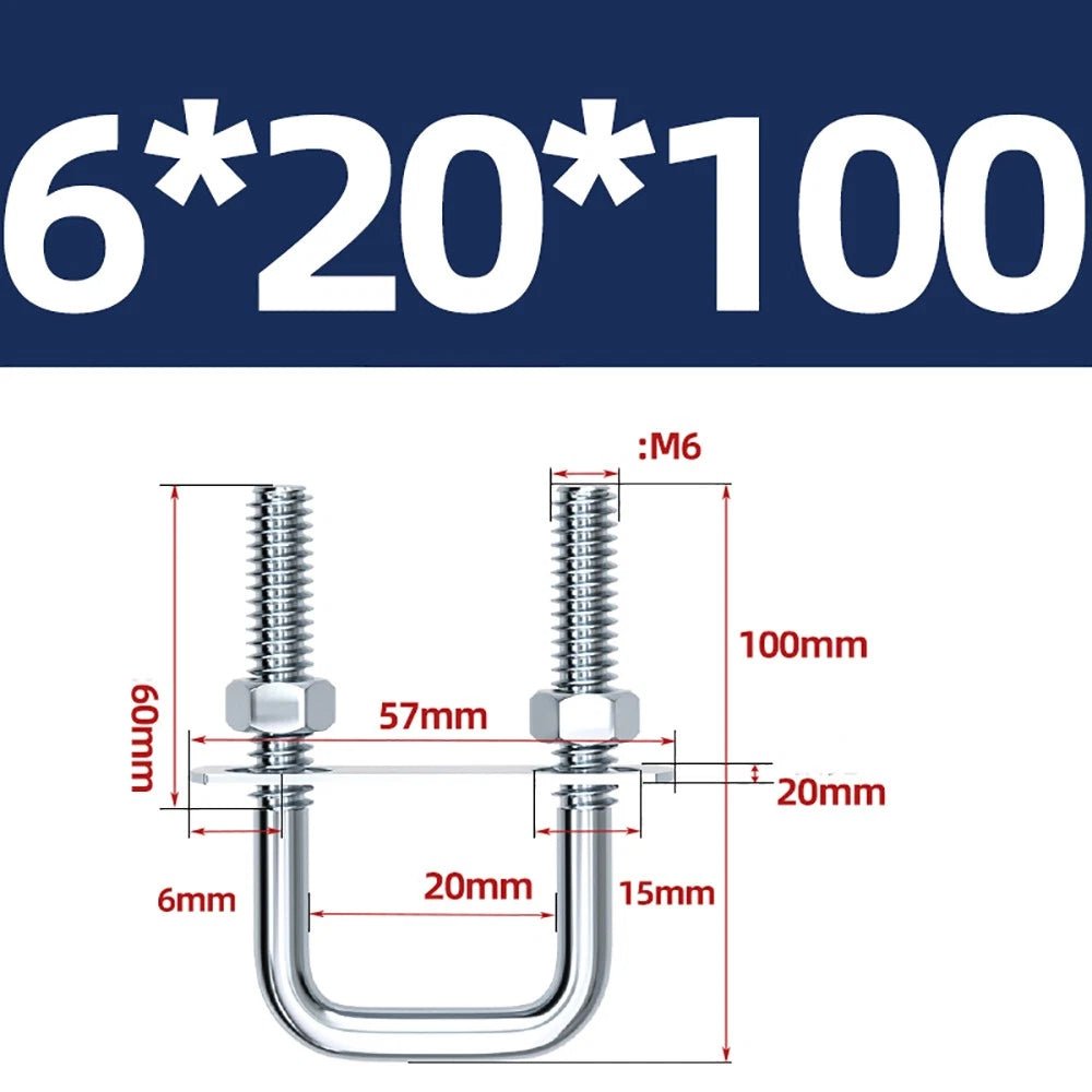 Square U - Bolts with Plate and Nuts – M6 M8 M10 M12 Zinc Plated, Trailer & Pipe Clamp Fasteners - HomeDIYer