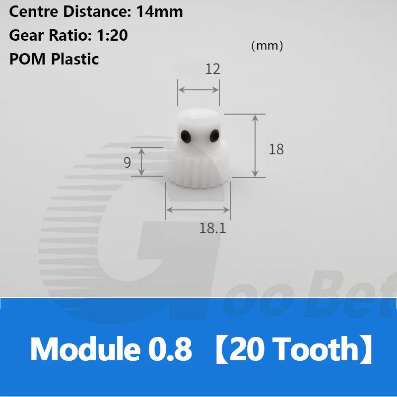 Worm Gear Wheel Module 0.8 POM Plastic 20 - 60 Tooth Worm Shaft Stainless Steel