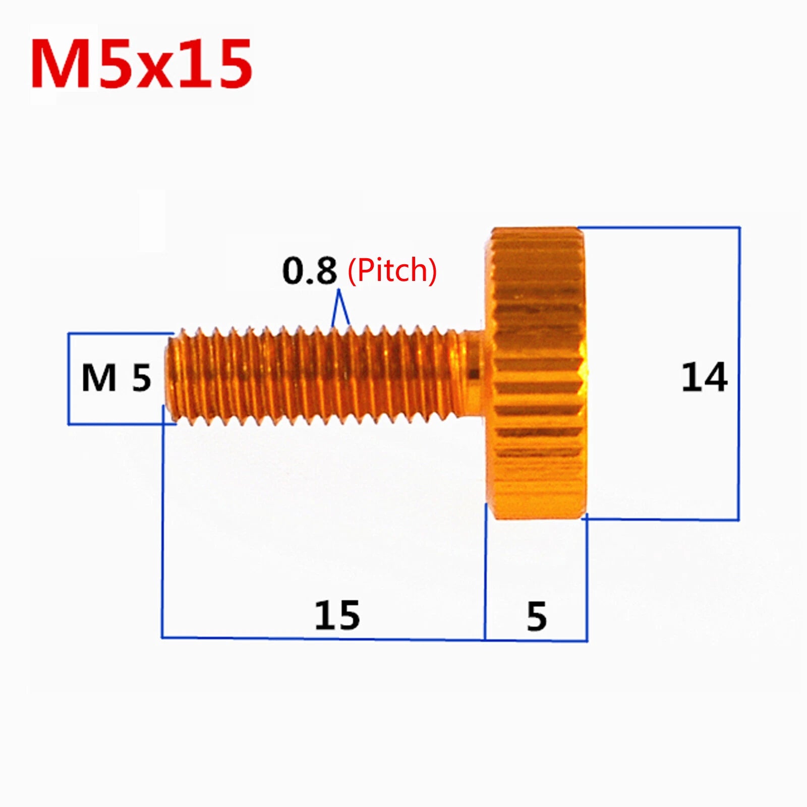 M5 M6 Knurled Thumb Screws Aluminum Alloy Multicolour Round Hand Grip Knob Bolts