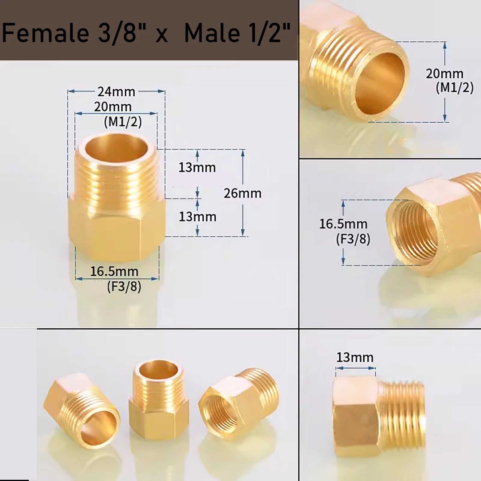 Brass BSP Reducing Nipple Connector — Male to Female Pipe Fitting Adapter (1/8" to 1")