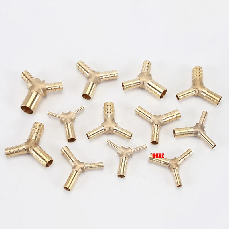Brass Y Barbed Hose Tail Joiner — Tube Connector for Air, Water, Fuel & Gas