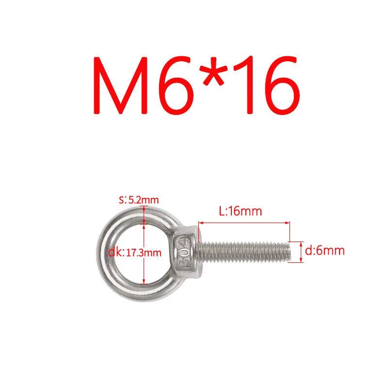 M3–M24 Stainless Steel Eye Bolts with Metric Thread — 304 SS Lifting Eyebolt