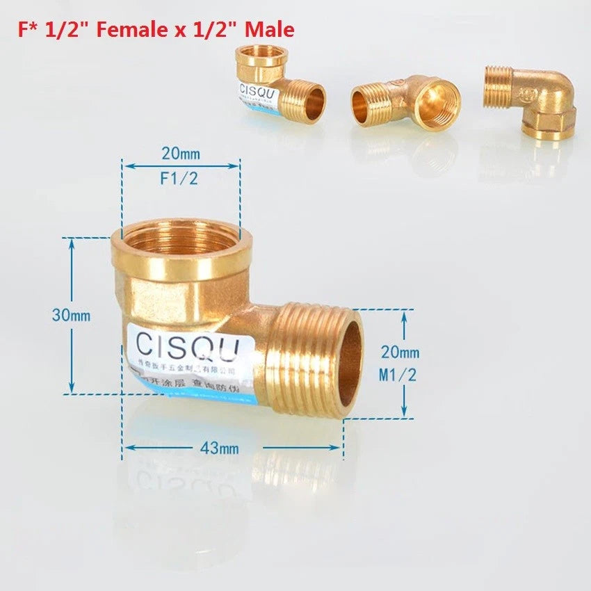 Brass NPT Pipe Fittings – 1/2" & 3/4" Male Female Thread Adapter Connector