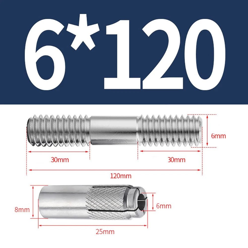 Stainless Steel A4 Expansion Bolts Threaded Stud Rod M6–M12 Extra Long - HomeDIYer