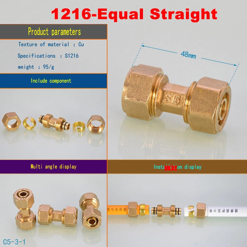 Push-Fit Tube Fittings for 12mm & 16mm Pipe — Straight, Elbow, Tee, Ball Valve, 1/2" & 3/4" NPT