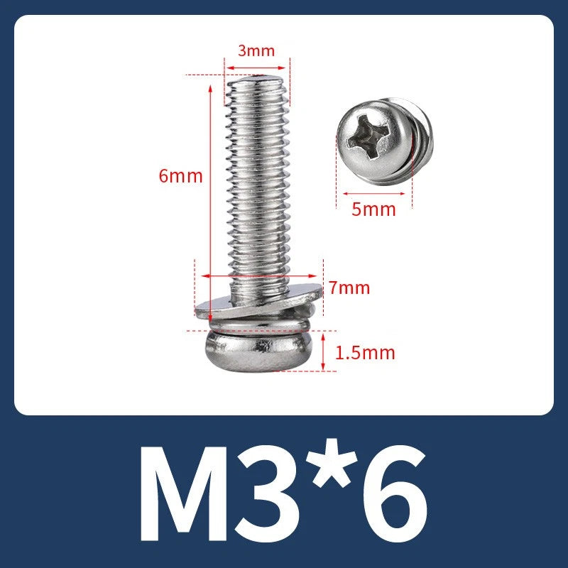 M3 M4 M5 M6 A4 Stainless Steel Bolt, Nut & Washer Set – Phillips Pan Head Marine Grade (316)