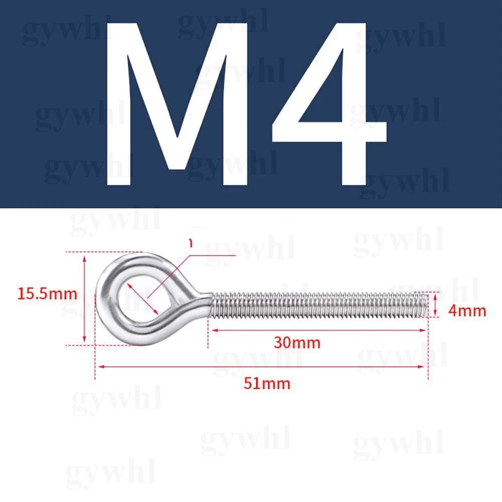 Heavy Duty Stainless Threaded Eye Hook Bolt Ring Bolts for Garden Fence Projects
