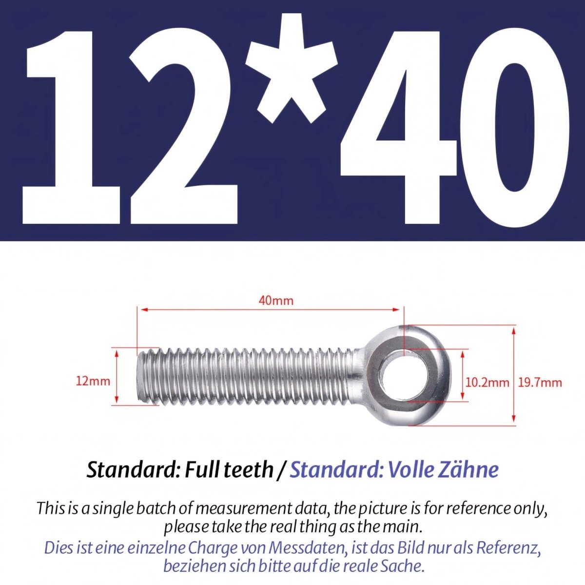 M12 M14 Stainless Steel Eye Bolts – Threaded Ring for Catenary Wire & Hanging - HomeDIYer