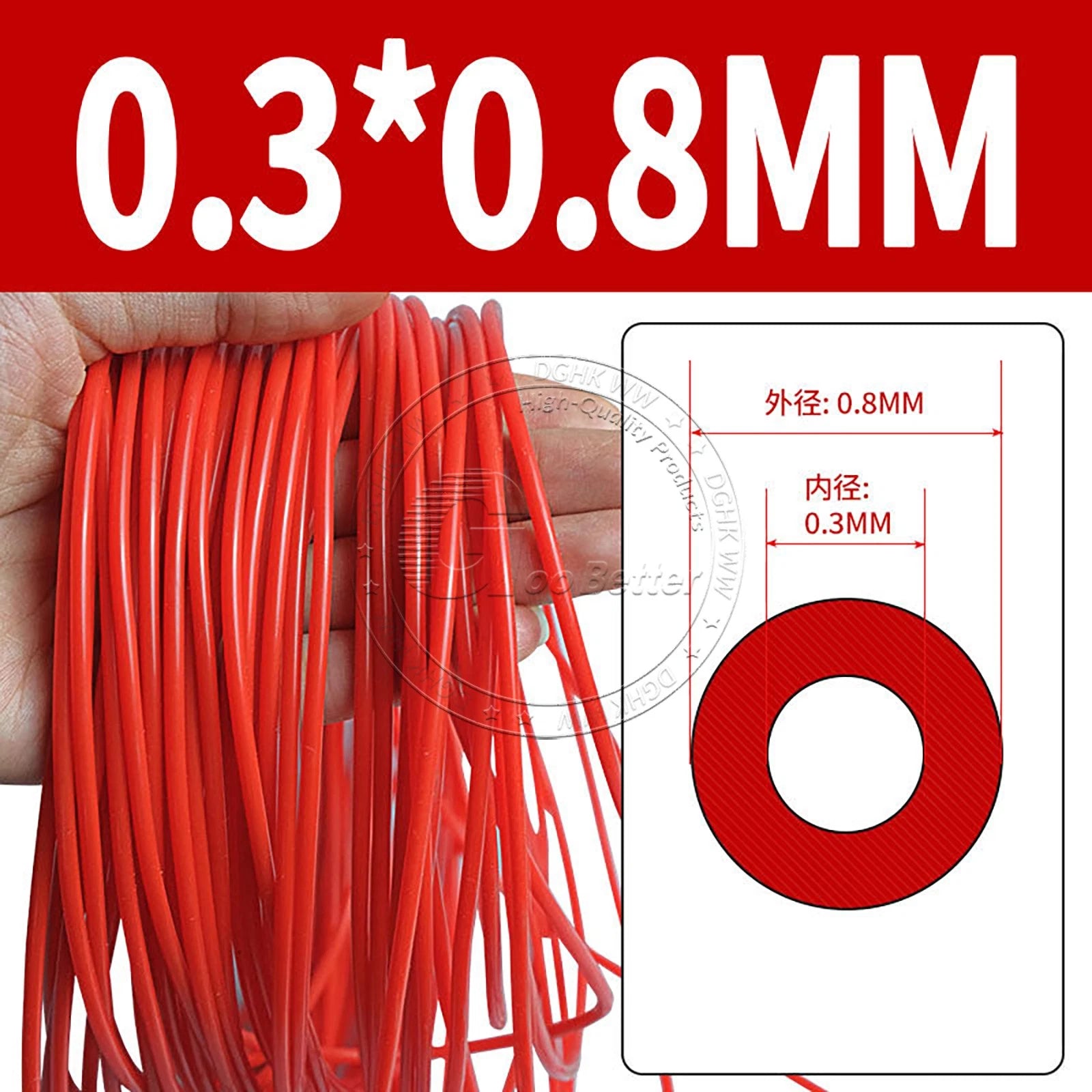 Red Food Grade Silicone Capillary Tube — ID 0.3mm to 4mm, 10 Meter