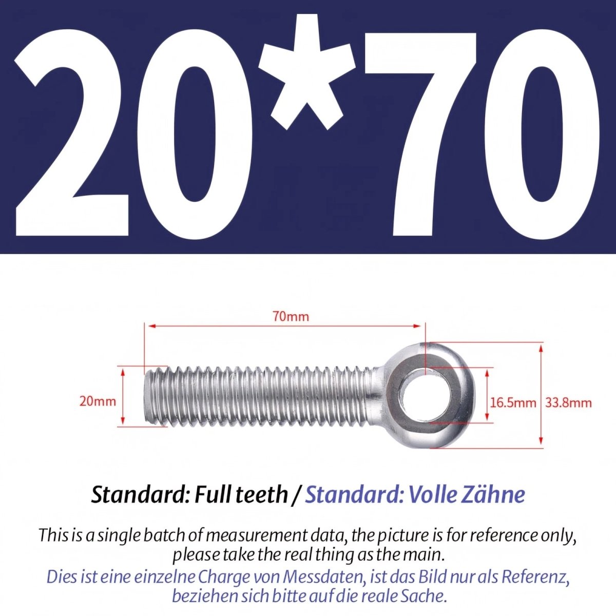 M20/M24 Stainless Steel A2 Eye Bolts – Threaded Ring for Catenary Wire & Hanging - HomeDIYer