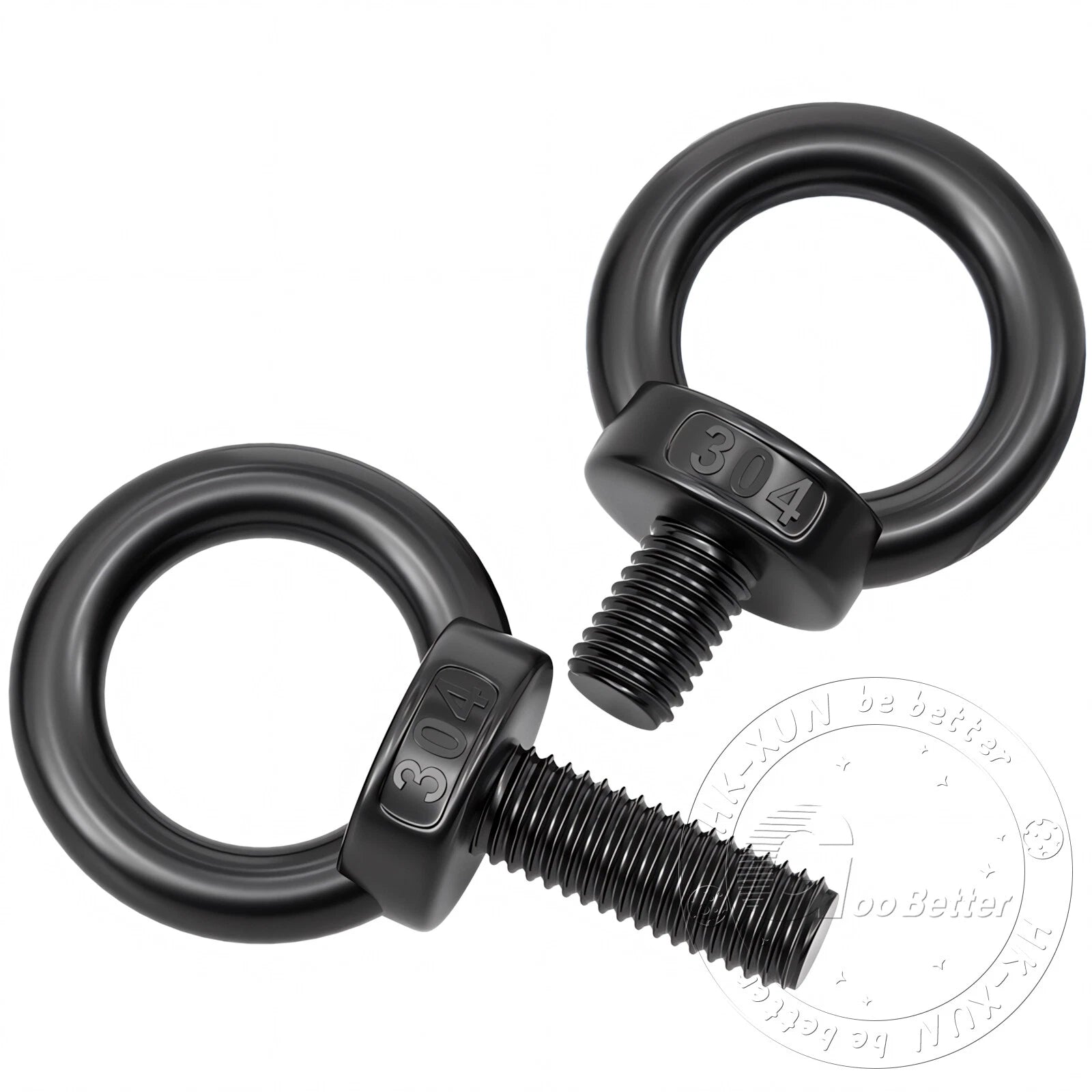 A2 304 Grade Black Stainless Steel Lifting Eye Nuts-Bolts M3 M4 M5 M6 M8 - M24