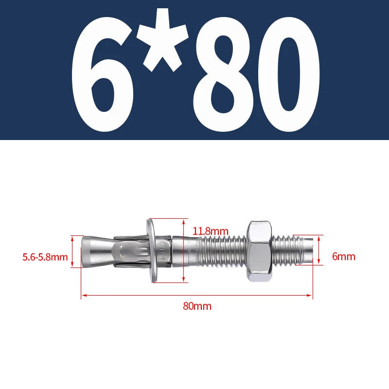 304 Stainless Steel Through Bolts Wall Expansion Anchor Bolts M6–M20