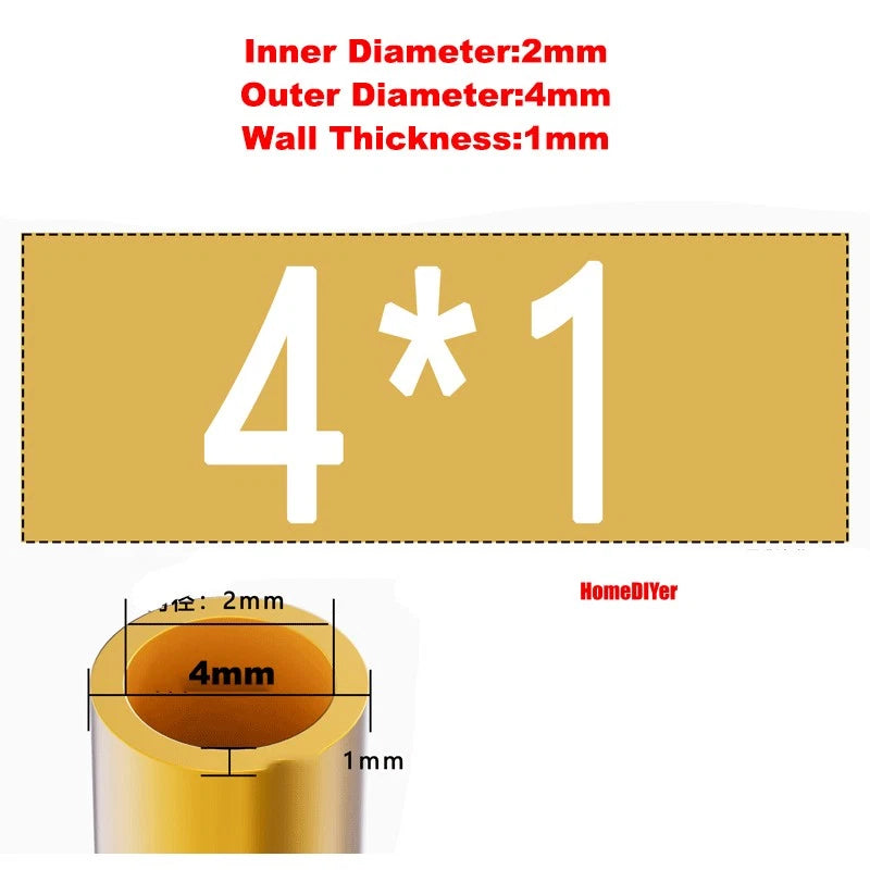 H62 Brass Round Tube — OD 2mm–100mm, Wall 0.5mm–4mm, 200mm Length