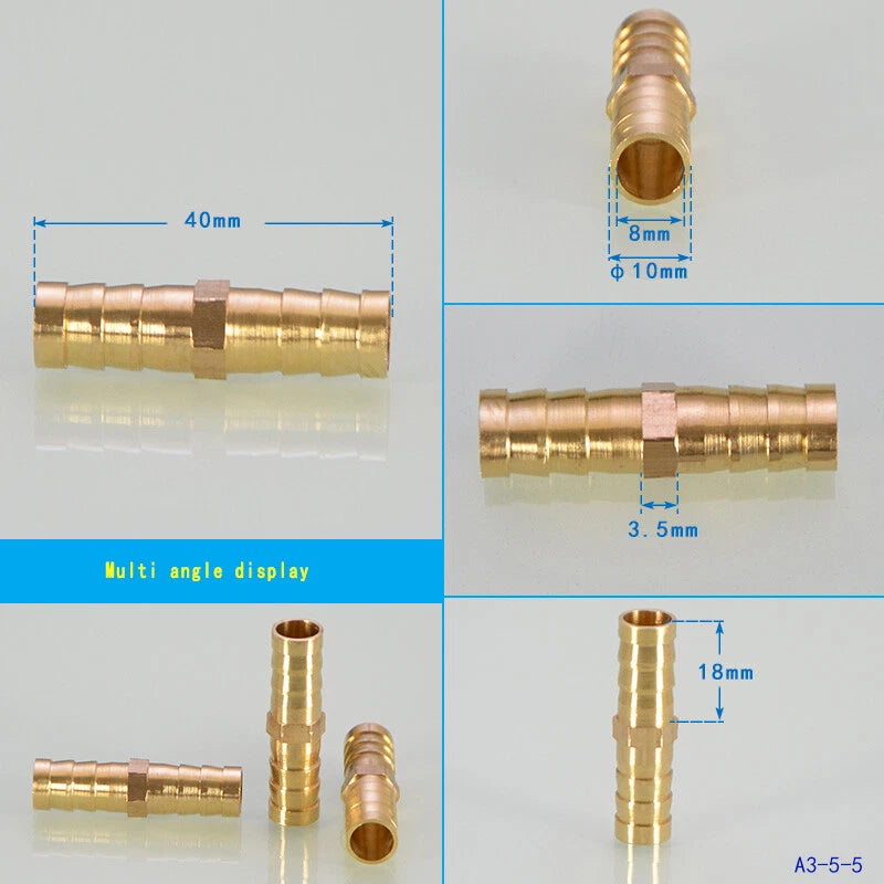 Brass Hose Tail Fittings – Barb Connector Straight Tee Y-Shape 90° Elbow Cross | Air Water Pipe Adapter