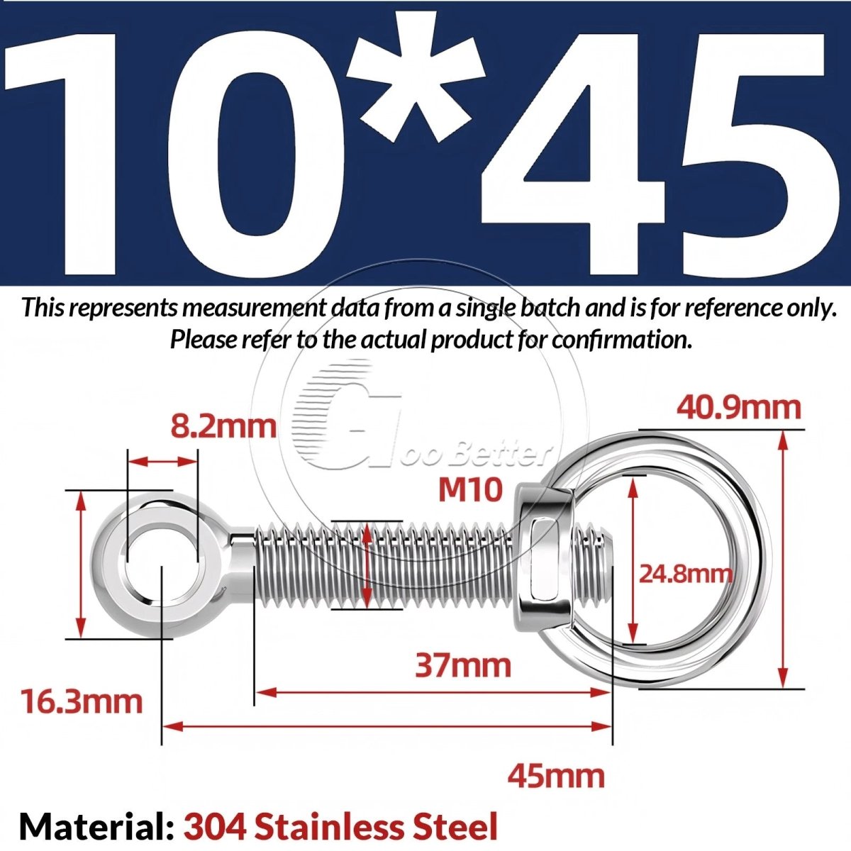 M10 M12 M14 Stainless Steel Eye Bolt & Eye Nut Set — A2 - 304, Threaded Lifting Ring - HomeDIYer