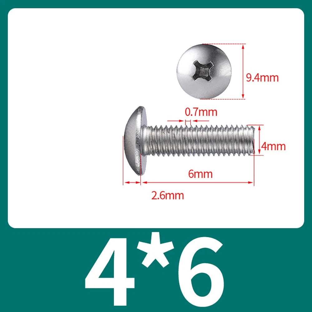 M4-M8 Phillips Truss Head Machine Screw Large Flat Head Screws Stainless Steel