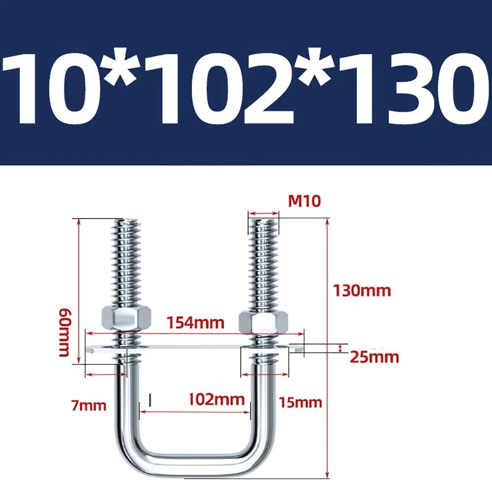 Square U - Bolts with Plate and Nuts – M6 M8 M10 M12 Zinc Plated, Trailer & Pipe Clamp Fasteners - HomeDIYer