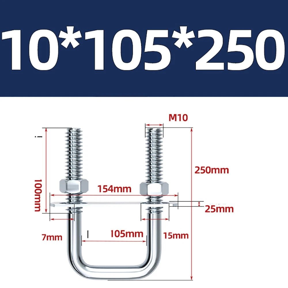 Square U - Bolts with Plate and Nuts – M6 M8 M10 M12 Zinc Plated, Trailer & Pipe Clamp Fasteners - HomeDIYer