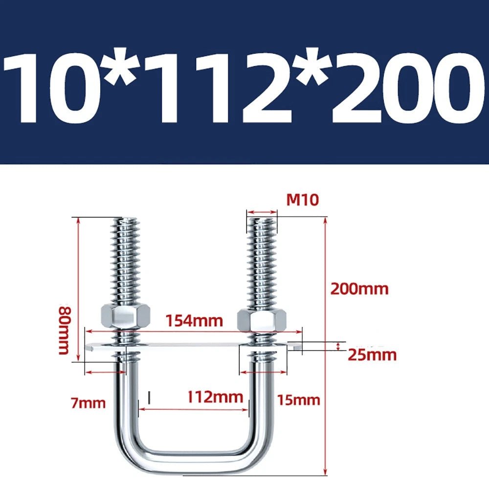 Square U - Bolts with Plate and Nuts – M6 M8 M10 M12 Zinc Plated, Trailer & Pipe Clamp Fasteners - HomeDIYer