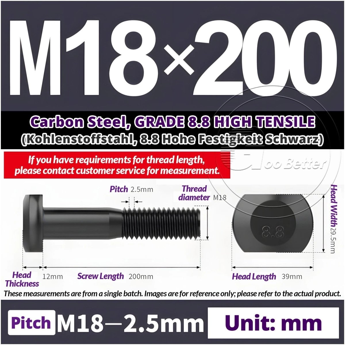 T - Slot Bolts M6 to M20 | Grade 8.8 High Tensile | T - Track Bolts 16mm–500mm - HomeDIYer