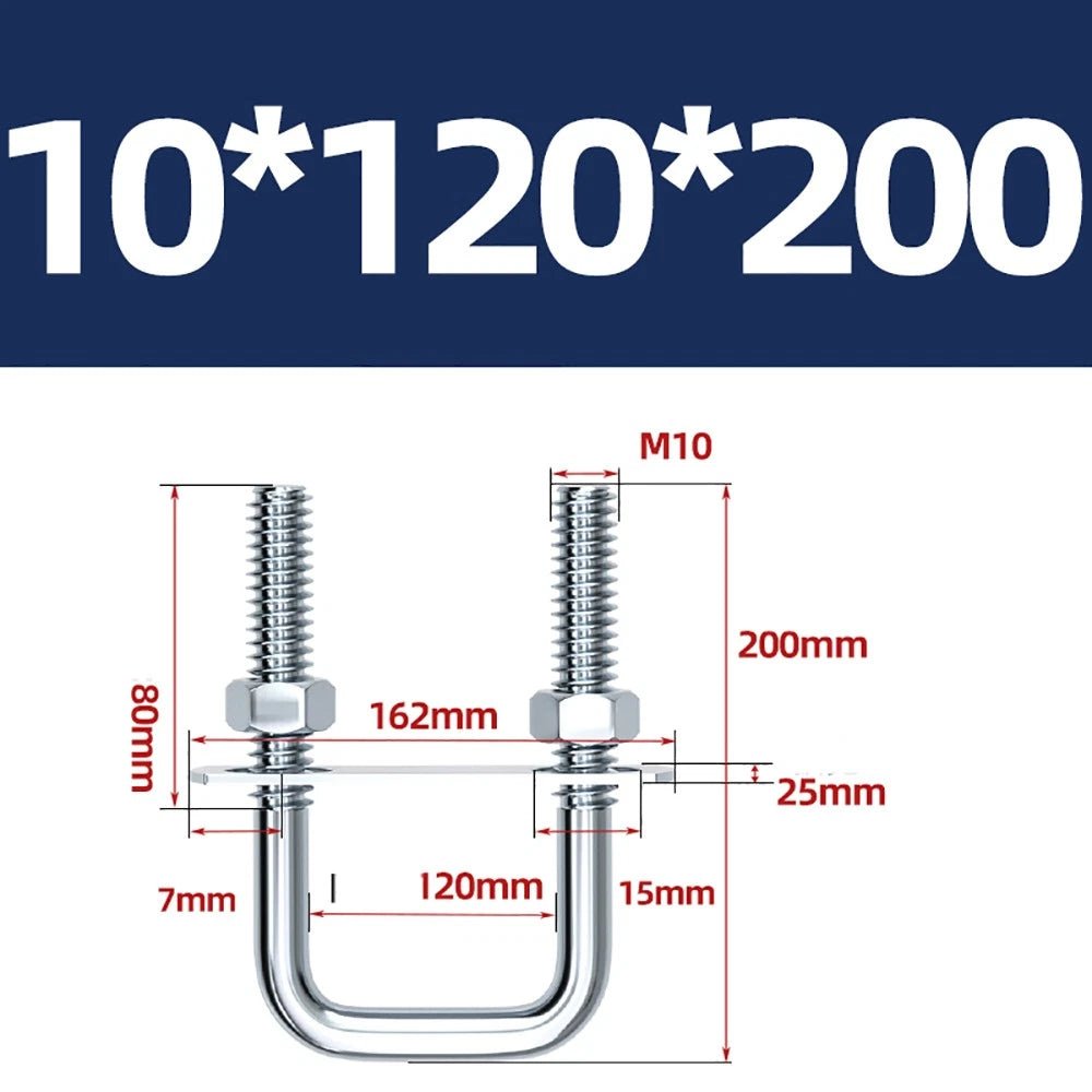 Square U - Bolts with Plate and Nuts – M6 M8 M10 M12 Zinc Plated, Trailer & Pipe Clamp Fasteners - HomeDIYer