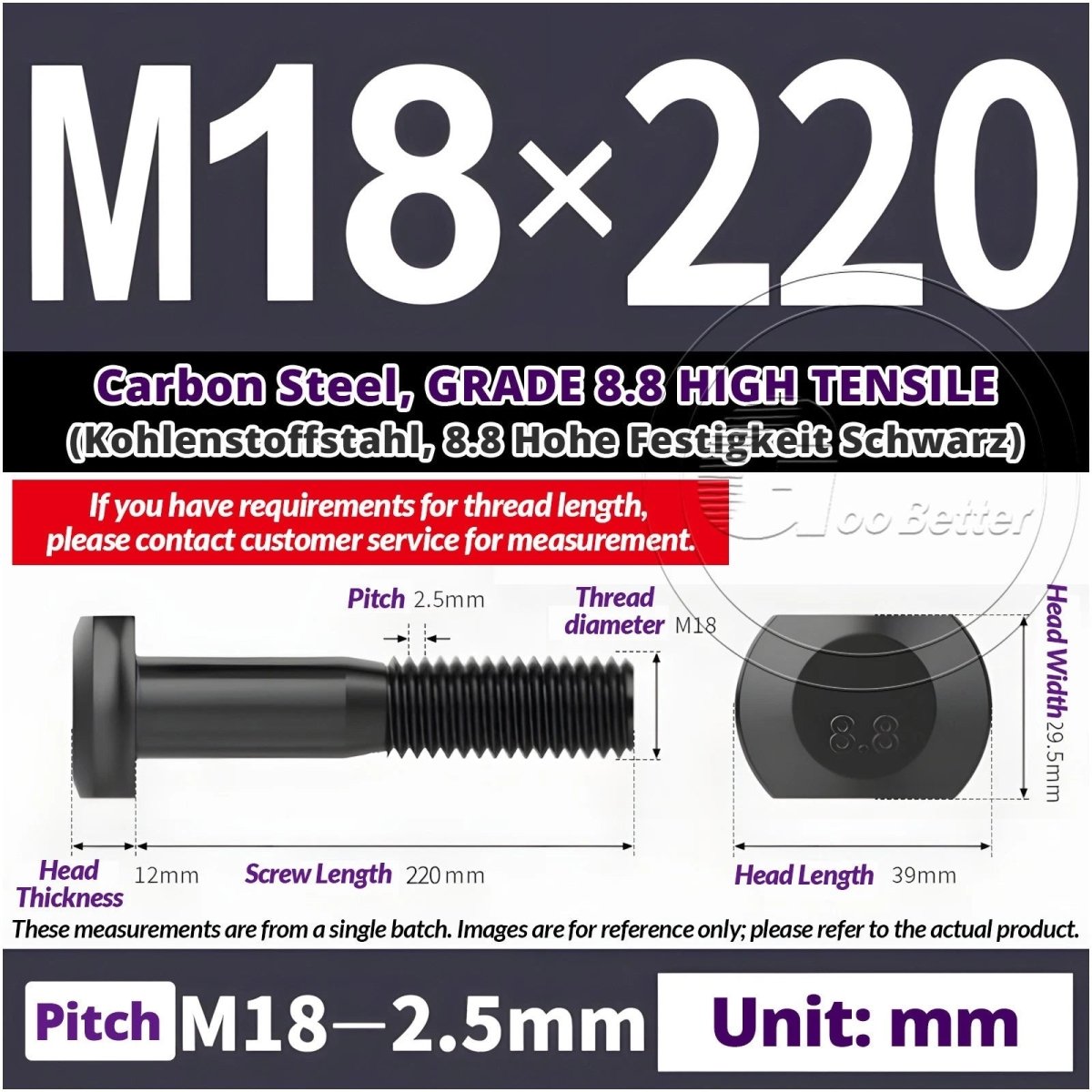 T - Slot Bolts M6 to M20 | Grade 8.8 High Tensile | T - Track Bolts 16mm–500mm - HomeDIYer