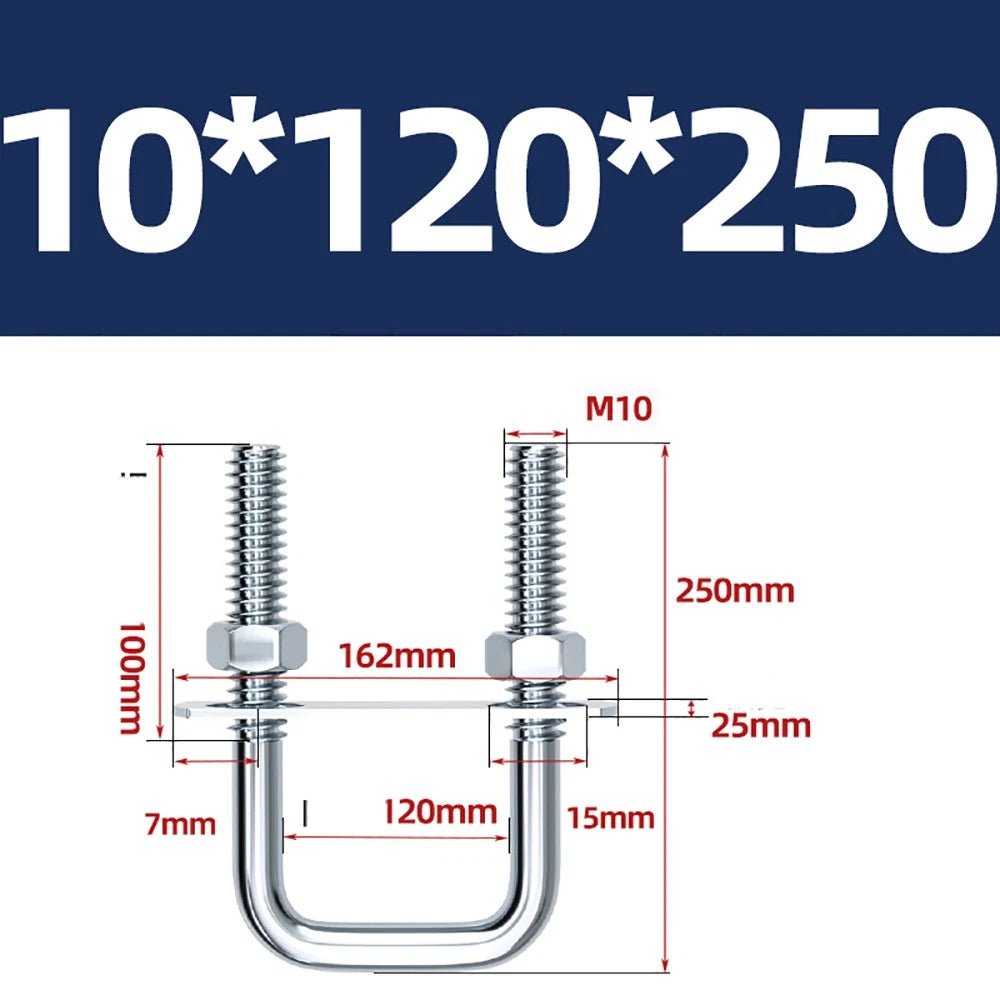 Square U - Bolts with Plate and Nuts – M6 M8 M10 M12 Zinc Plated, Trailer & Pipe Clamp Fasteners - HomeDIYer