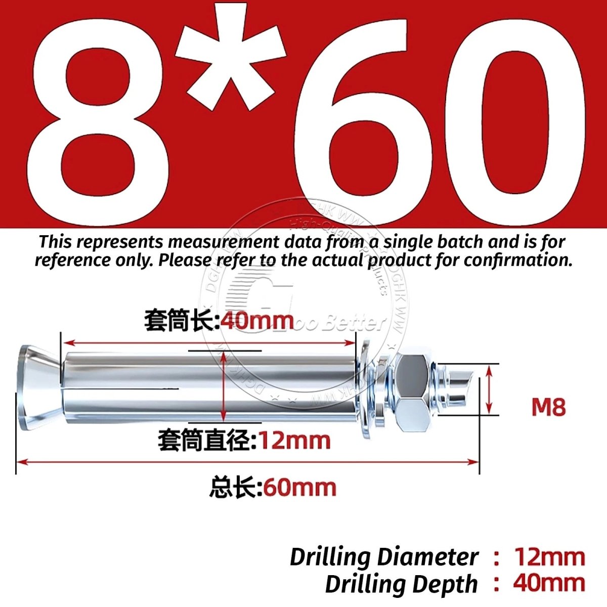 Concrete Expansion Anchor Bolts M6–M20, Extra Long Masonry Wall Screws – Iron Blue White Zinc / Iron - colour Zinc - HomeDIYer