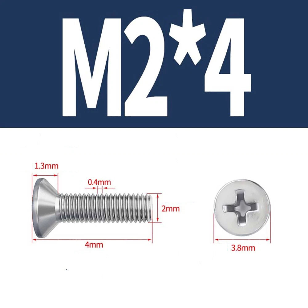 M2–M8 A4 Stainless Steel Phillips Countersunk Screws – Marine Grade, DIN 965, Fully Threaded (3–100mm)
