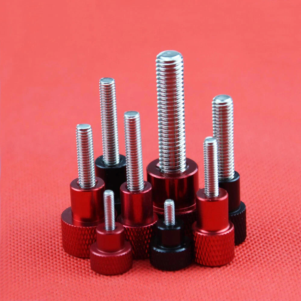 M6 Knurled Thumb Screws with collar High Type Stainless Steel Red, Black, Silver