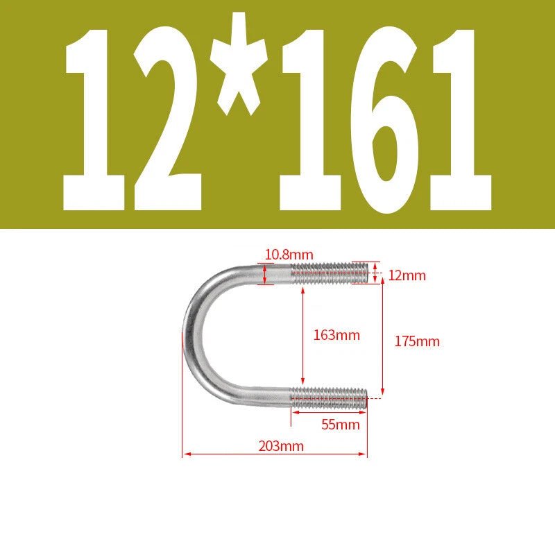 M12 Round Bend U - Bolt – A2 Stainless Steel, 42mm to 328mm - HomeDIYer