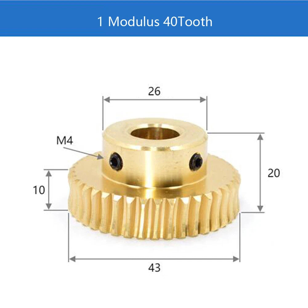 1 Modulus 15-60T Brass Worm Wheel Gear Pitch 3.14mm Transmission Gear,Worm Rod