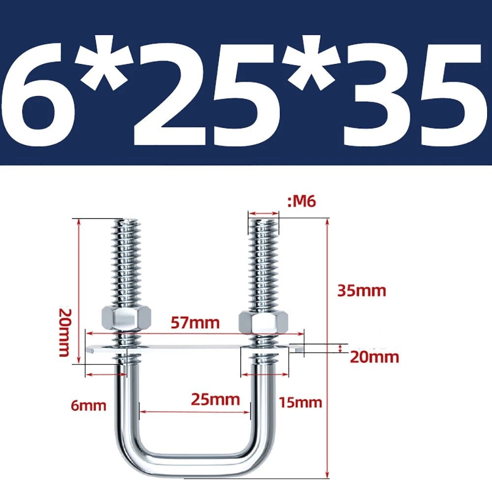 Square U - Bolts with Plate and Nuts – M6 M8 M10 M12 Zinc Plated, Trailer & Pipe Clamp Fasteners - HomeDIYer