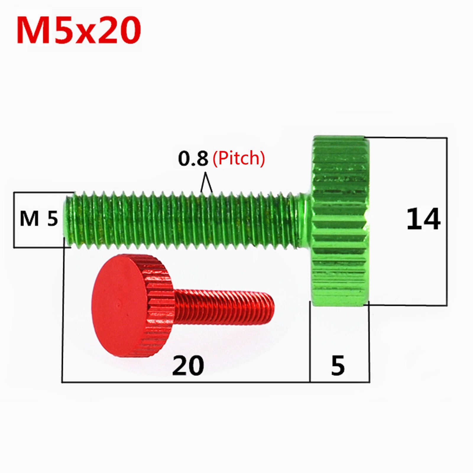 M5 M6 Knurled Thumb Screws Aluminum Alloy Multicolour Round Hand Grip Knob Bolts