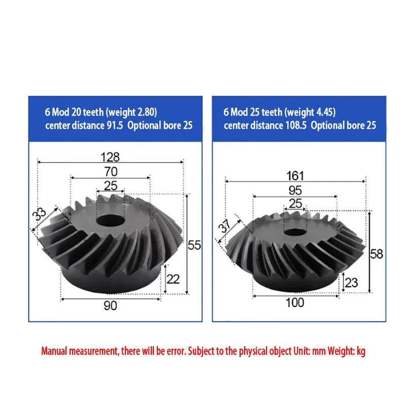 1 Set 1/1.5/2/2.5/3/4/5/6 Mod Umbrella Spiral Bevel Gear Helical 90° 45# steel