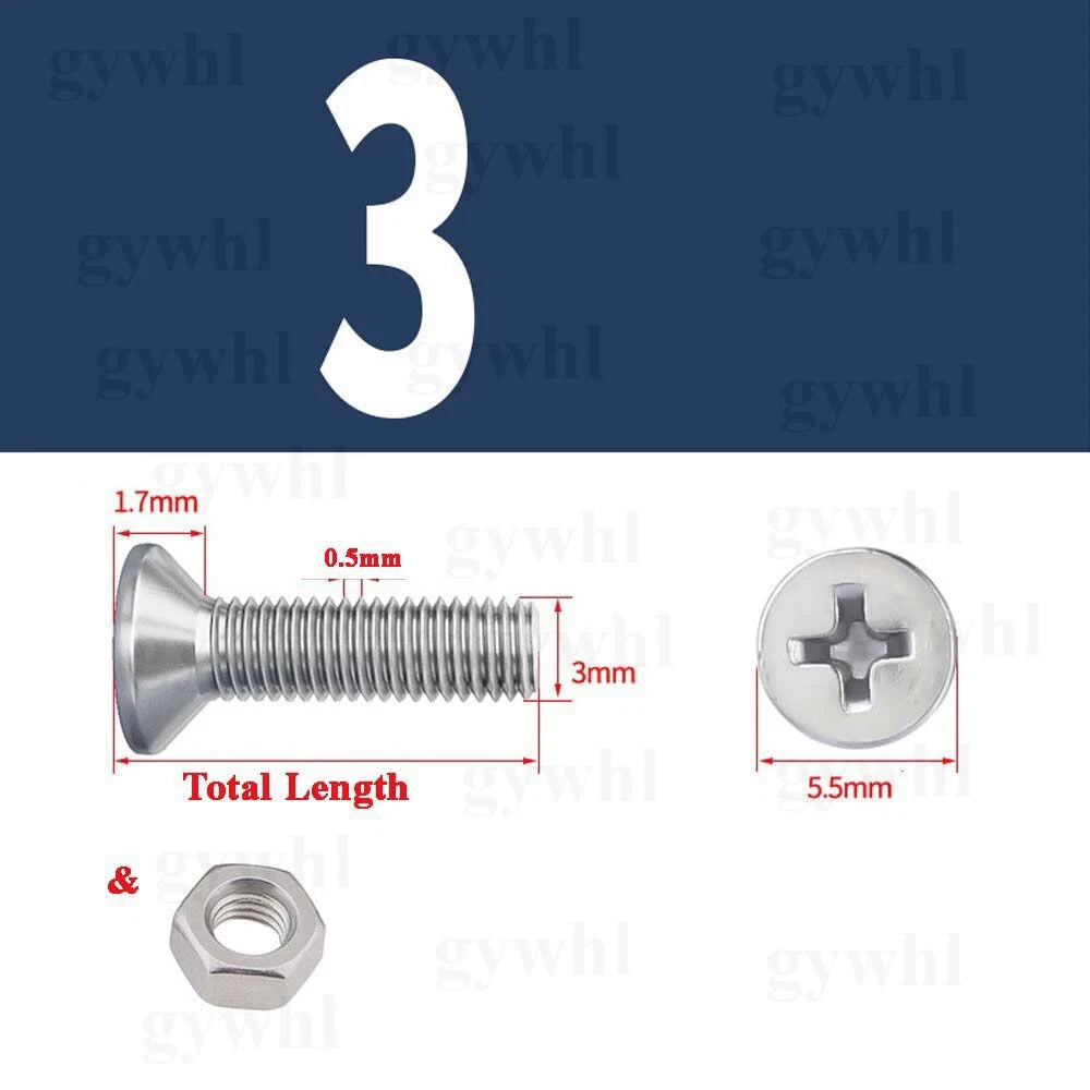 A2 Stainless Steel Phillips Countersunk Machine Screws with Nuts – M2 to M10, Flat Head, Rust‑Resistant