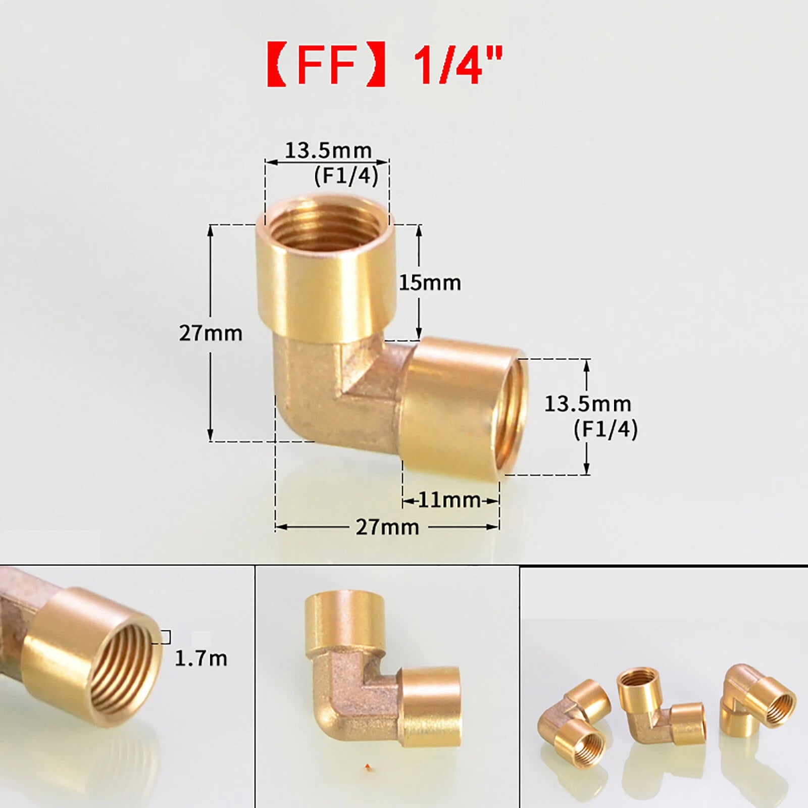 Brass 90° Elbow BSP Threaded Pipe Fitting — Equal & Reducer, 1/8" to 1/2"