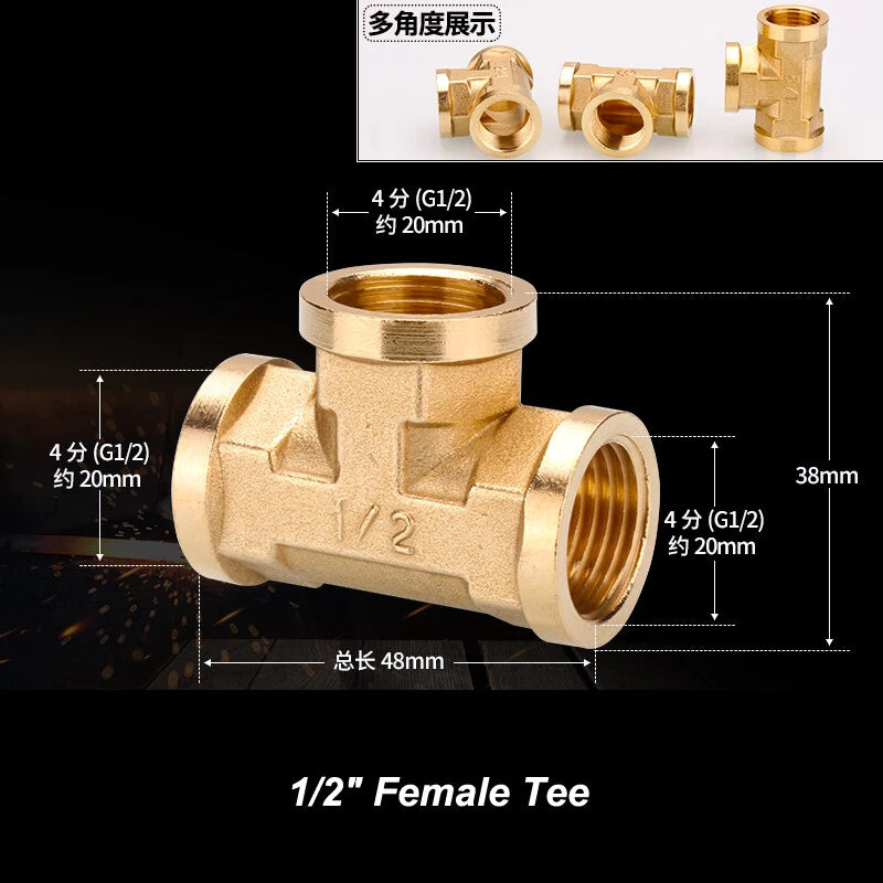 1/2" & 3/4" BSP Brass Pipe Fittings — Nipple, Elbow, Tee, Cross, Union, Plug & Bushing