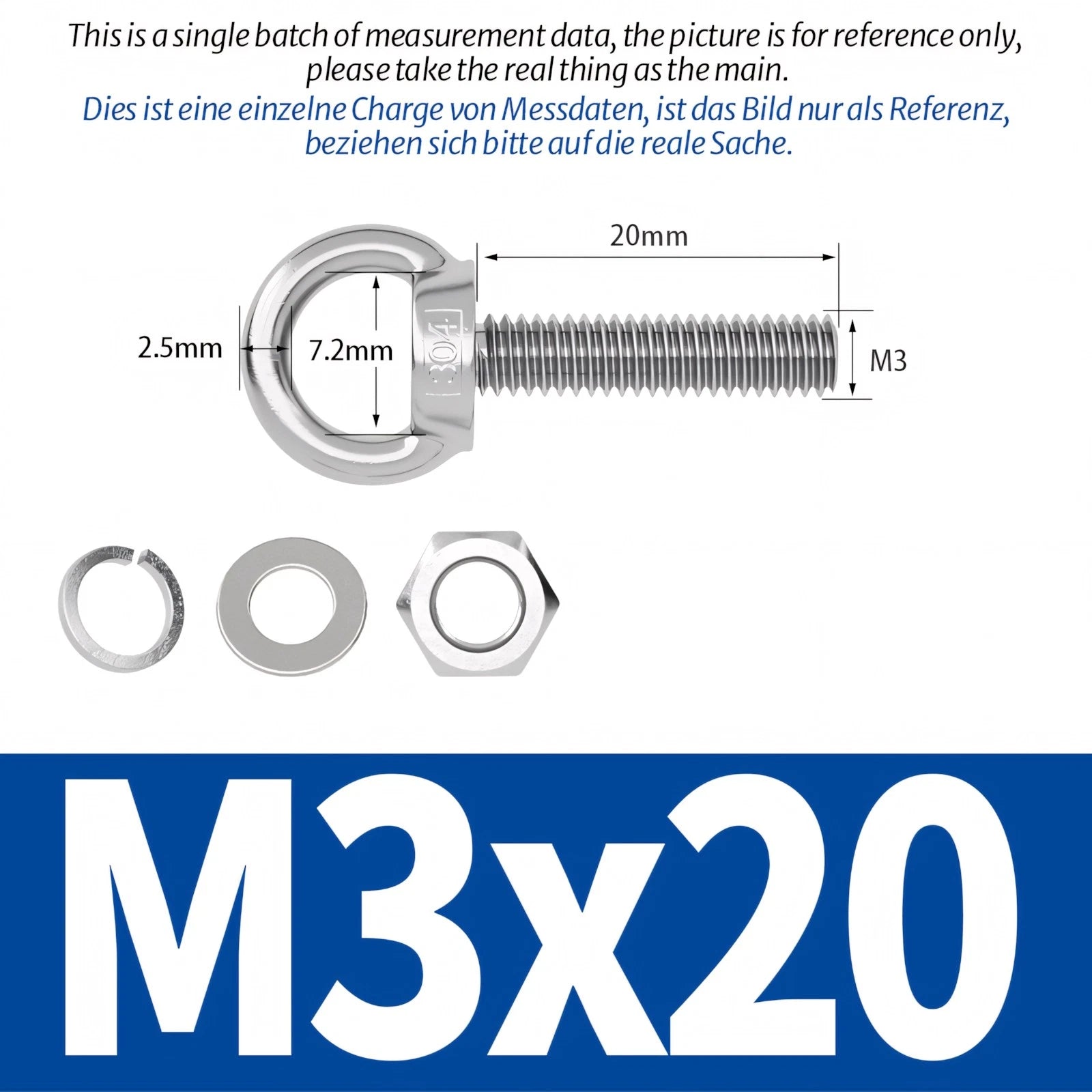 M3 M4 M5 M6 Eye Bolts Kit Screws Nut Washer Long Boat Stainless Steel A2 304