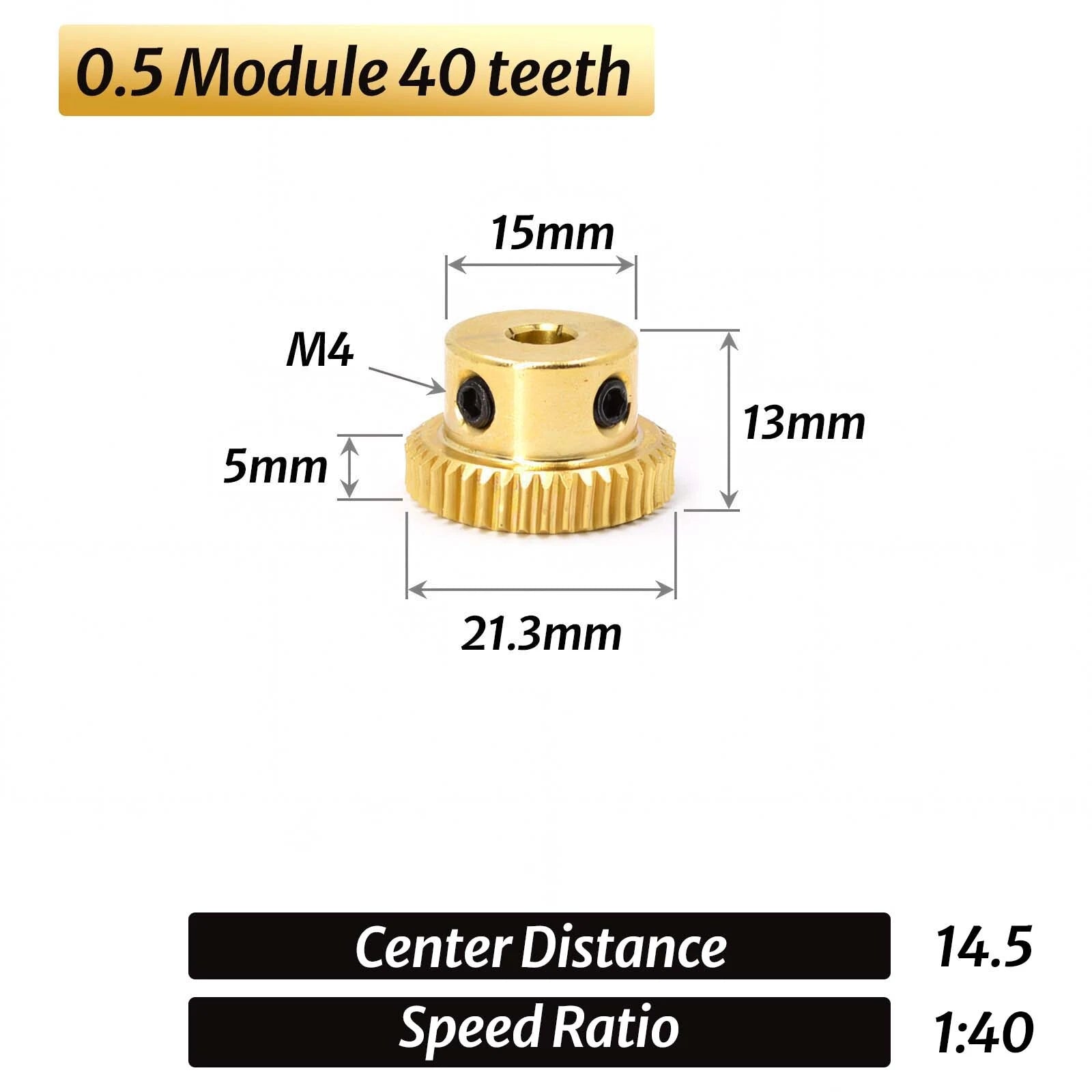 0.5/0.8/1/1.5 Module 20T to 60T Gear Copper Worm Wheel Gear & Worm Gear Shaft