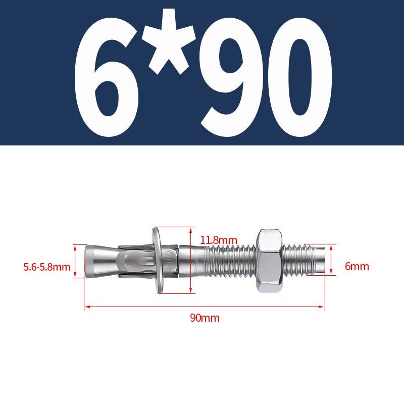 Stainless Steel Through Bolts – Wall Expansion Anchor Bolts M6 M8 M10 M12 M16 - HomeDIYer