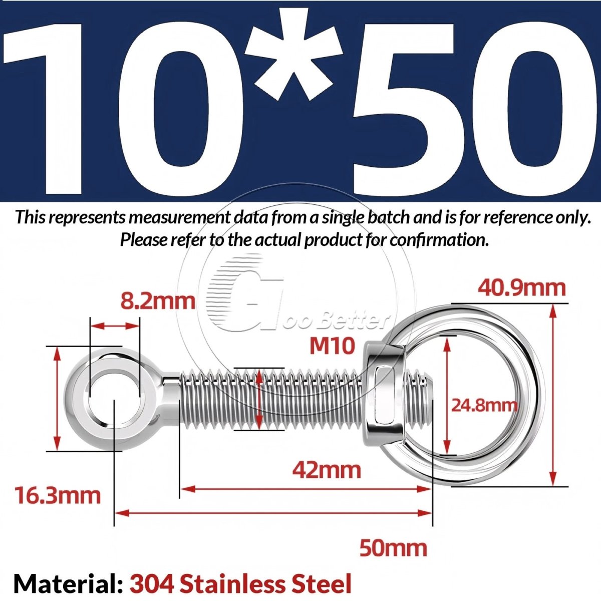 M10 M12 M14 Stainless Steel Eye Bolt & Eye Nut Set — A2 - 304, Threaded Lifting Ring - HomeDIYer