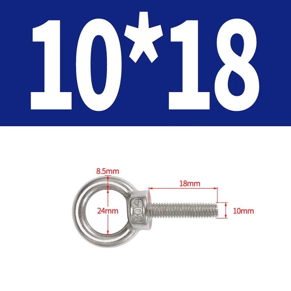 A2 Stainless Steel Eye Bolts DIN 580 — M10 M12 M14 M16 M18 M20 M24 Lifting Ring Bolt